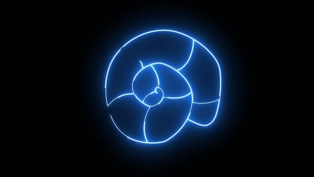 Animated ancient shell icon with a glowing neon effect