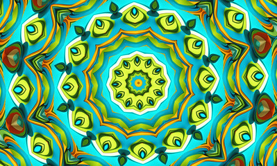 Abstract kaleidoscope background. Beautiful multicolor kaleidoscope texture. Unique mandala design.