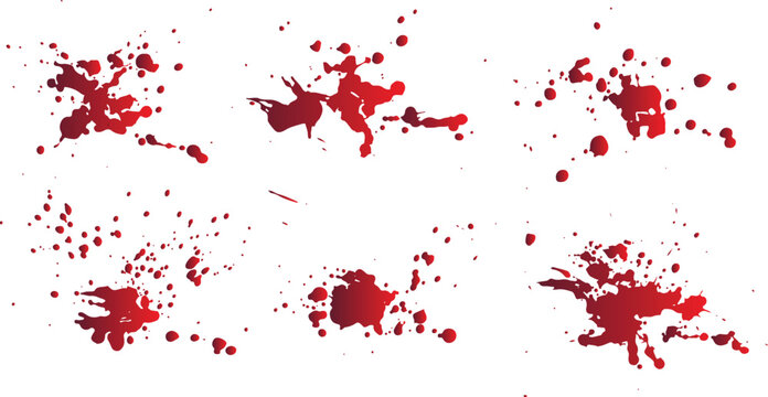 Set of blood drop and splatter isolated background