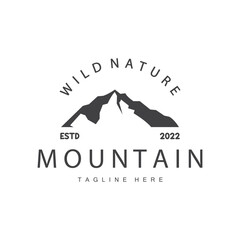 Mountain Logo, Mountain Adventure with Silhouette Model in Simple Modern Style Vector Design for Company and Product Brand