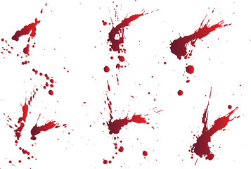 Splatter red color blood background set - obrazy, fototapety, plakaty