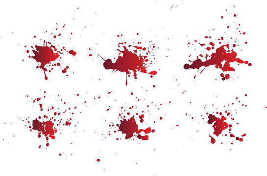 Abstract set of splatter red color blood background