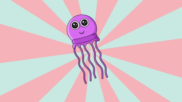 Animated jellyfish icon with a rotating background
