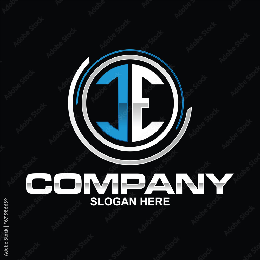 Poster je initial letters looping linked circle elegant logo