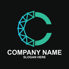 Letter C Molecule Logo, Bio tech Connect Dots Science Technology Logo Design Vector