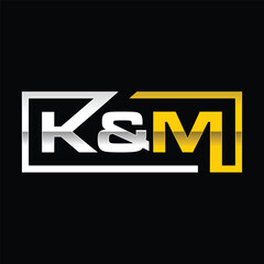 Alphabet letters or Initials. Monogram logo KM, K and M