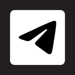 Paperplane icon vector. Telegram logo design. Flat Social Media Sign in square isolated on black background