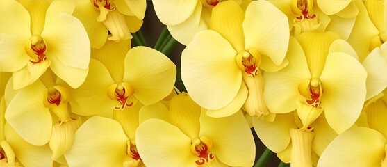 Bunch of yellow orchid flowers detailed texture background from Generative AI - Powered by Adobe