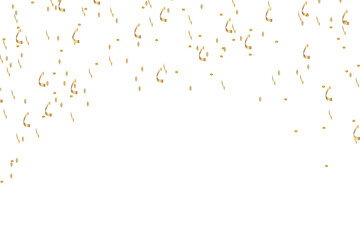 Abstract doted and confetti golden glitter particles splatter on transparent background. Luxury golden glitter confetti that floats down falling bokeh celebration background.