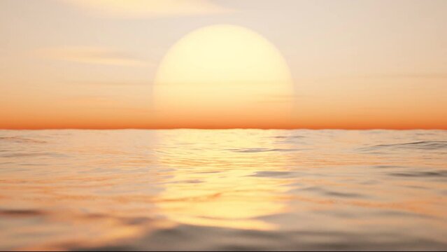 Wave sea beach and sunset sky abstract background. Nature and summer concept. 3d render