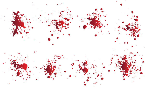 Set of blood drop and splatter isolated background