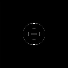 Cyberpunk style military circle target. Futuristic GUI circle target, aim, HUD tech reticle, cyberpunk aesthetics, futuristic interface. A vector cyber military style design element.