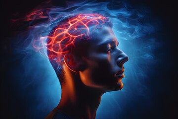 Obraz premium Iconic Brain Scan with Glowing Head