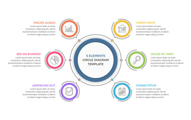 Circle infographic template with six elements, business infographics, vector eps10 illustration