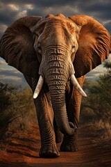 Fototapeta na wymiar Close-up of a majestic elephant in the wild, Generative AI