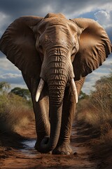 Fototapeta na wymiar Close-up of a majestic elephant in the wild, Generative AI