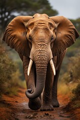 Fototapeta premium Close-up of a majestic elephant in the wild, Generative AI