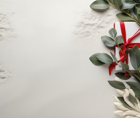 Festive Holiday Christmas of a Tropical Beach Flat Lay Style Mockup. Top View with Room for Text