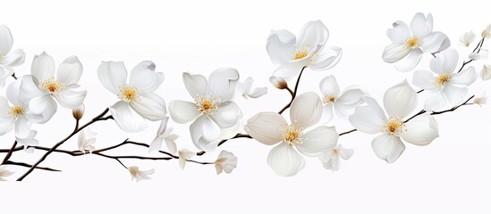 Infrared set with an isolated background featuring a watercolor illustration effect of a white flowering dogwood branch ideal for photo manipulation and as a floral graphic design element f