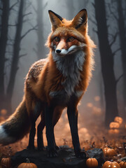 Naklejka na ściany i meble fox on halloween