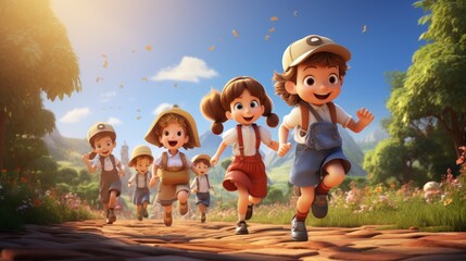 National Children Day 13th January cartoon style 3D Generative AI