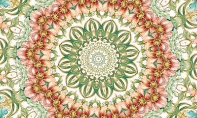 Abstract kaleidoscope background. Beautiful multicolor kaleidoscope texture. Unique mandala design.