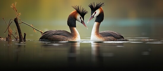 During the spring season in Europe particularly in Italy one can witness the captivating courtship spectacle of the magnificent great crested grebe in various lakes and ponds