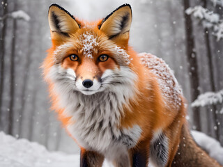 Obraz premium red fox in snow