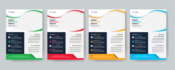 Modern Creative Corporate business, digital marketing agency flyer Brochure design, cover modern layout, annual report, poster, flyer in A4 template - obrazy, fototapety, plakaty
