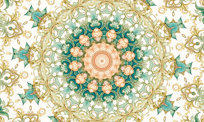 Abstract kaleidoscope background. Beautiful multicolor kaleidoscope texture. Unique mandala design.