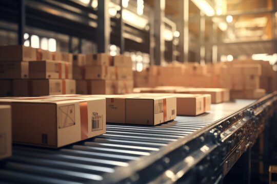 Cardboard parcel boxes for prepare delivering in the industrial business production line.