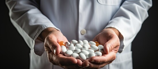 A physician grasping medication