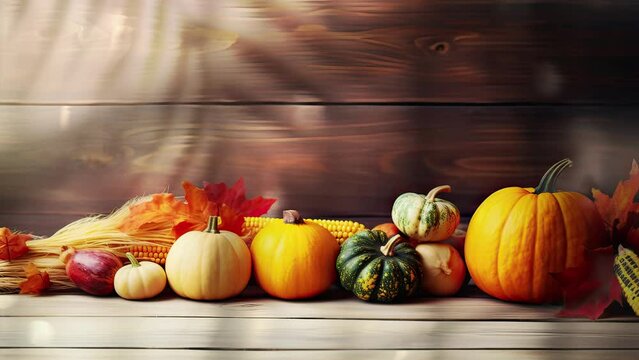 autumn still life with pumpkins for thanksgiving video