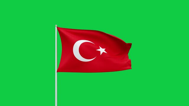 Turkey flag waving on sky background. Highly Detailed Fabric Pattern, 3D Rendering video footage. 4K resolution for celebration, national award, patriotic etc.