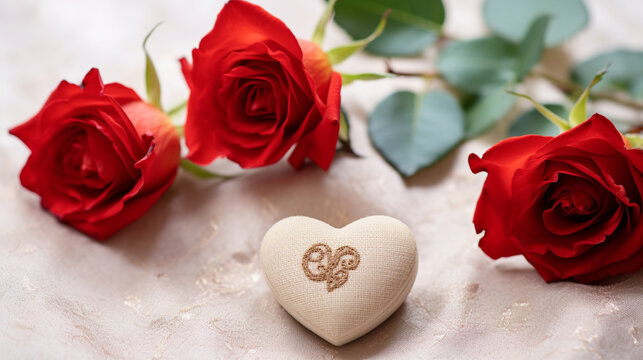 red rose and heart HD 8K wallpaper Stock Photographic Image 