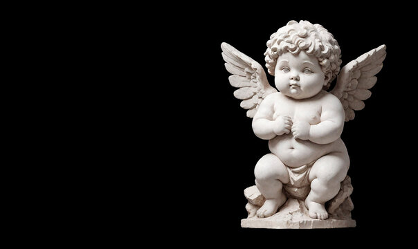 angel cupid sculpture for valentines day Ai generated illustration.