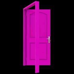 Pink door Unlocked Pathway on Isolated White Surface