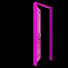 Pink door Unlocked Entry in Pure White Background Isolation