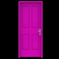 Pink door Revealed Doorway against White Isolated Setting