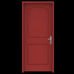 Red door Wide-Open Doorway with White Background Isolation