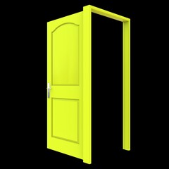 Yellow door Welcoming Portal against Isolated White Backdrop