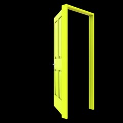 Yellow door Accessible Portal with Pure White Background Isolation