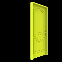 Yellow door Entry Door in Pure White Isolated Environment