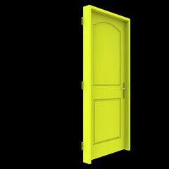 Yellow door Unlocked Access Point on Pure White Isolated Canvas
