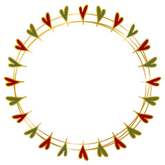 Valentine Heart Wreath , Heart circle frames , Heart Wreath , Romantic frames , Wedding Frames Valentine's Day gold line , decorative frame element , png transparent background illustration