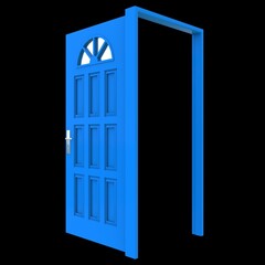 Blue door Illuminated Gateway with Isolated Background