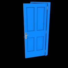 Blue door Revealed Access Point in White Background Isolation