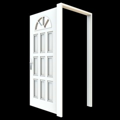 White door Welcoming Doorway against White Background Isolation