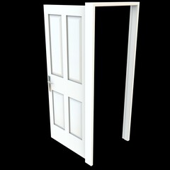 White door Illuminated Gateway against Isolated White Surface