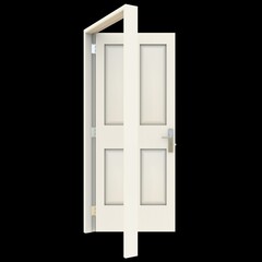 White door Unbarred Entry in Pure White Isolated Environment